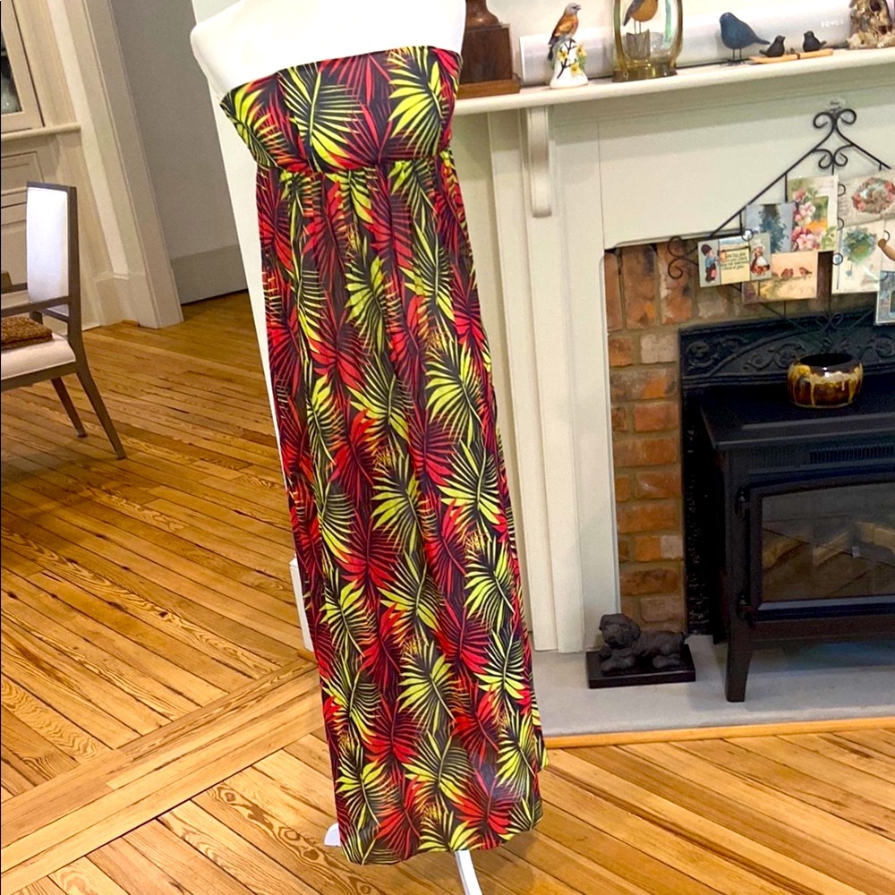 Milly Cabana Leaf Pattern Strapless Maxi Dress size M - Picture 2 of 7